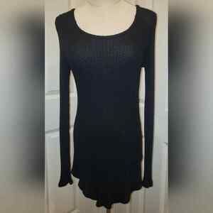 Chasor Round Neck Front Lightweight Black Top Womens Size Small